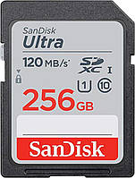 Карта памяти 256 Гб | SanDisk Ultra 256GB | Тип SD |Class 10 UHS-I до 120 МБ/с +SD-адаптер