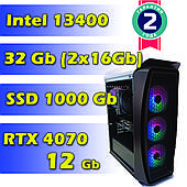 Ігровий комп'ютер / ПК Intel i5-13400 (10 x 4.6 GHz) / 32Gb DDR4 / SSD 1000Gb / RTX 4070 12Gb