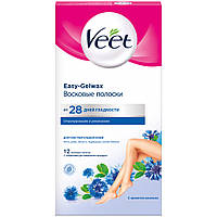 Восковые полоски для депиляции Veet Easy-Gelwax №12шт для чувствительной кожи