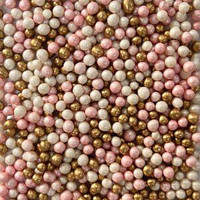 Посипка рисові кульки глазуровані мікс Рожеві-білі-золоті D=5 ММ 100г
