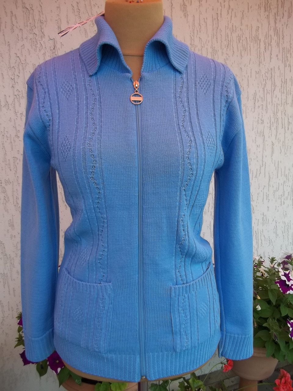 ( 44/64 р) Жіноча кофта акриловий светр джемпер на блискавці НОВА Англія