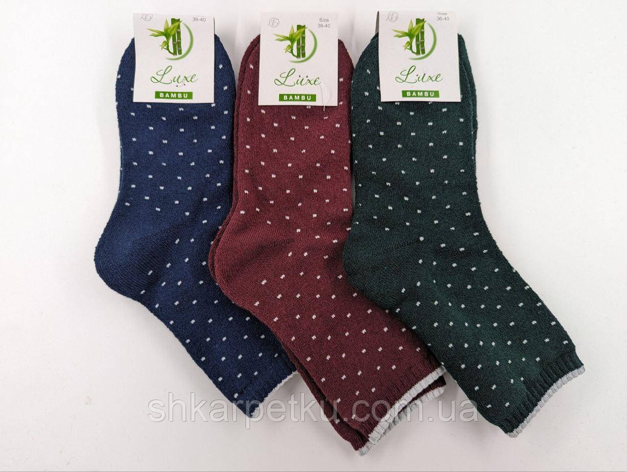 Жіночі термо шкарпетки махрові Житомир Люкс в горошок  36-40 мікс кольорів 12 пар/уп