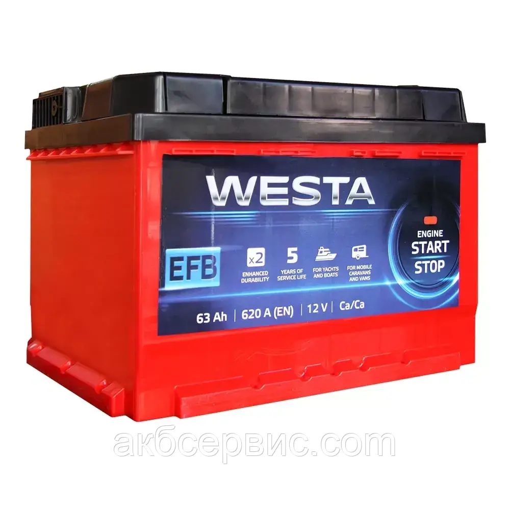 Акумулятор автомобільний Westa 6СТ-63 АзE EFB Start Stop