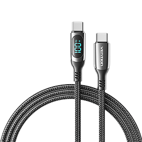 Кабель Type-C 1.2м Vention 100Вт (5А, 20В) з LED індикатором, PD та 480Мбіт/с (QC 4.0, E-Marker) Чорний
