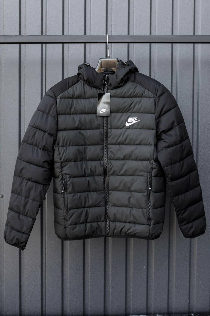 Куртка чоловіча Nike чорна найк демісезонна з капюшоном весна осінь на змійці модна