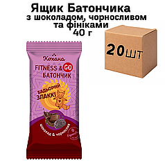 Ящик Фітнес Батончика "Три злаки" з шоколадом, чорносливом та фініками 40 г (у ящику 20 шт)