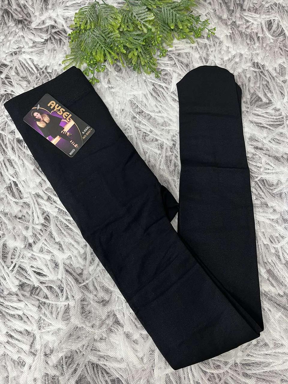 Колготи жіночі Ausel 800 DEN чорні байка 2 шва напівбатальні Розмір 50-54