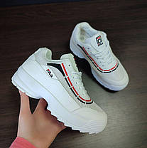 Кросівки Fila Disruptor Білі зі смужкою та сіткою екошкіра демісезон, фото 5