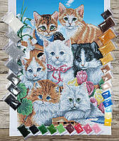 А2-К-1123 Весенние котята, набор для вышивки бисером картины