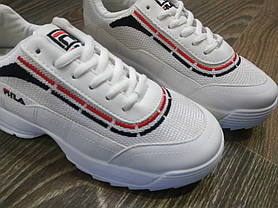 Fila Disruptor кросівки Білі зі смугою на високій підошві демісезон, фото 5