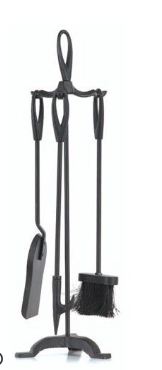 Стильний камінний комплект на підставці Blyss Capriana з кованої сталі — щітка, совок і багор, фото 1