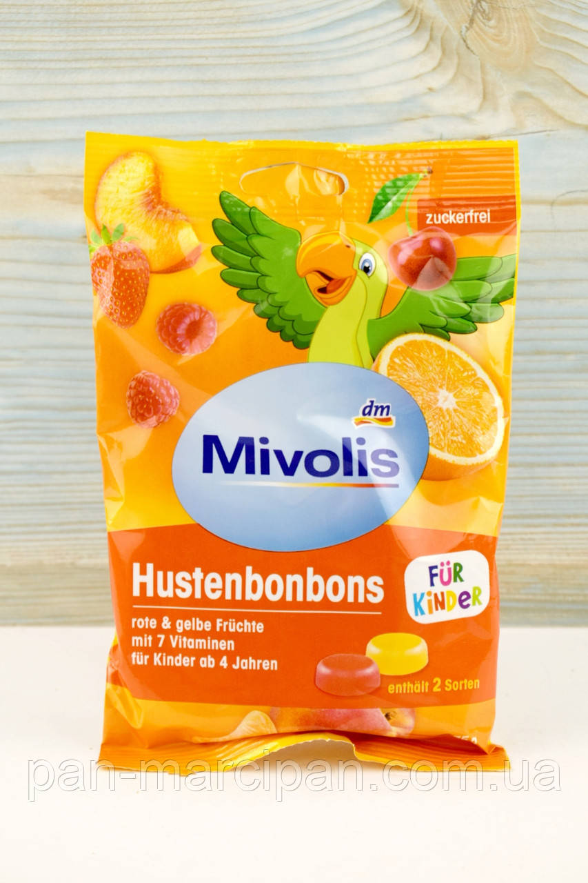Льодяники від кашлю для дітей без цукру 7 вітамінів Mivolis 75 г Німеччина, фото 1