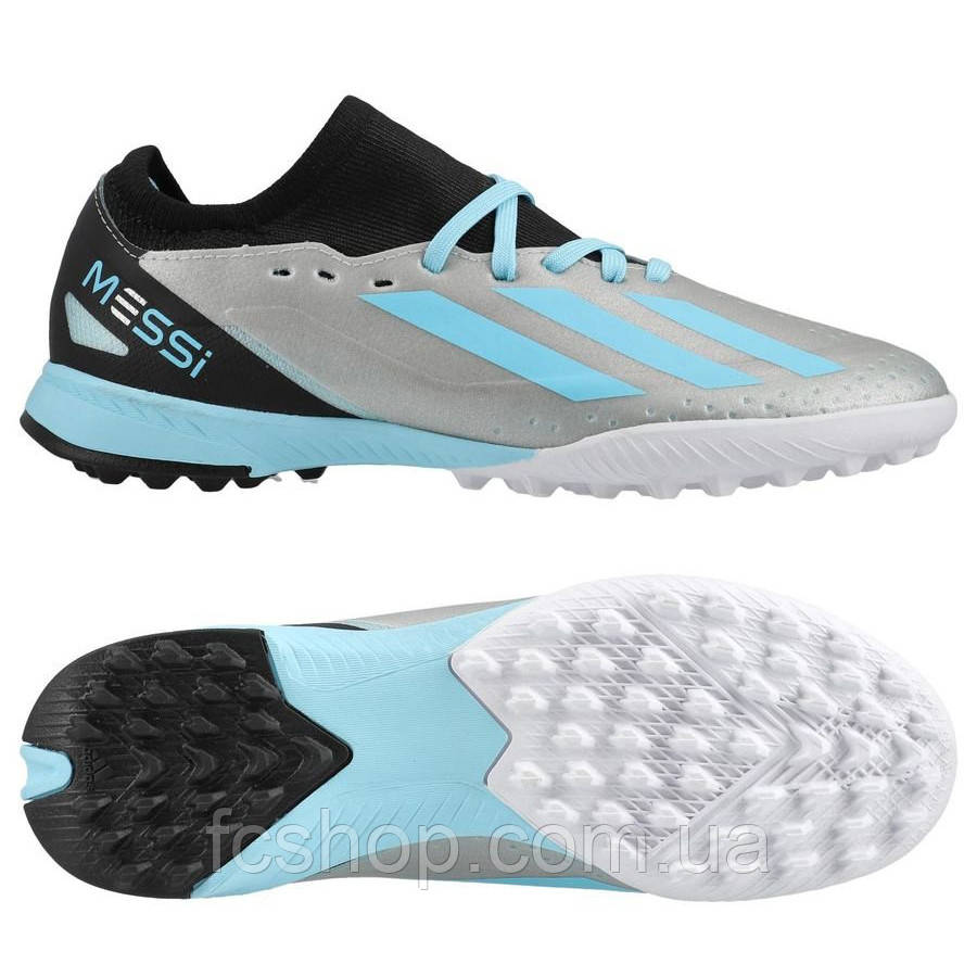 Дитячі сороконіжки Adidas X Crazyfast Messi.3 TF Junior IE4073, Срібло, Розмір (EU) — 38 2/3