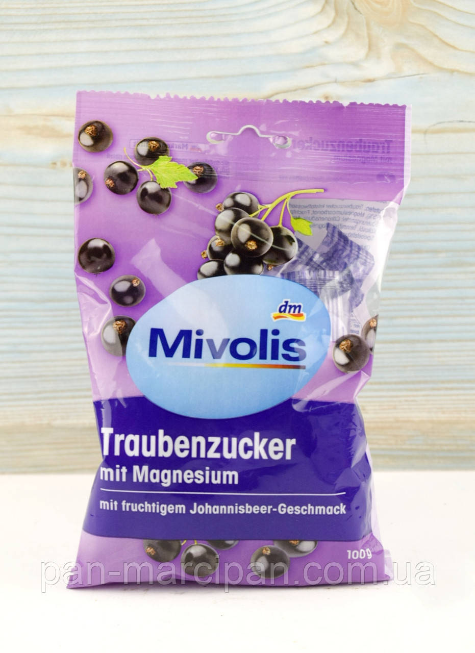 Декстрозні цукерки з магнієм без цукру зі смаком смородини Mivolis 100 г, фото 1