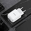 Мережевий зарядний пристрій Hoco N2 Vigour з 1 USB/2.1 A з гнучким кабелем Type-C Білий, фото 6