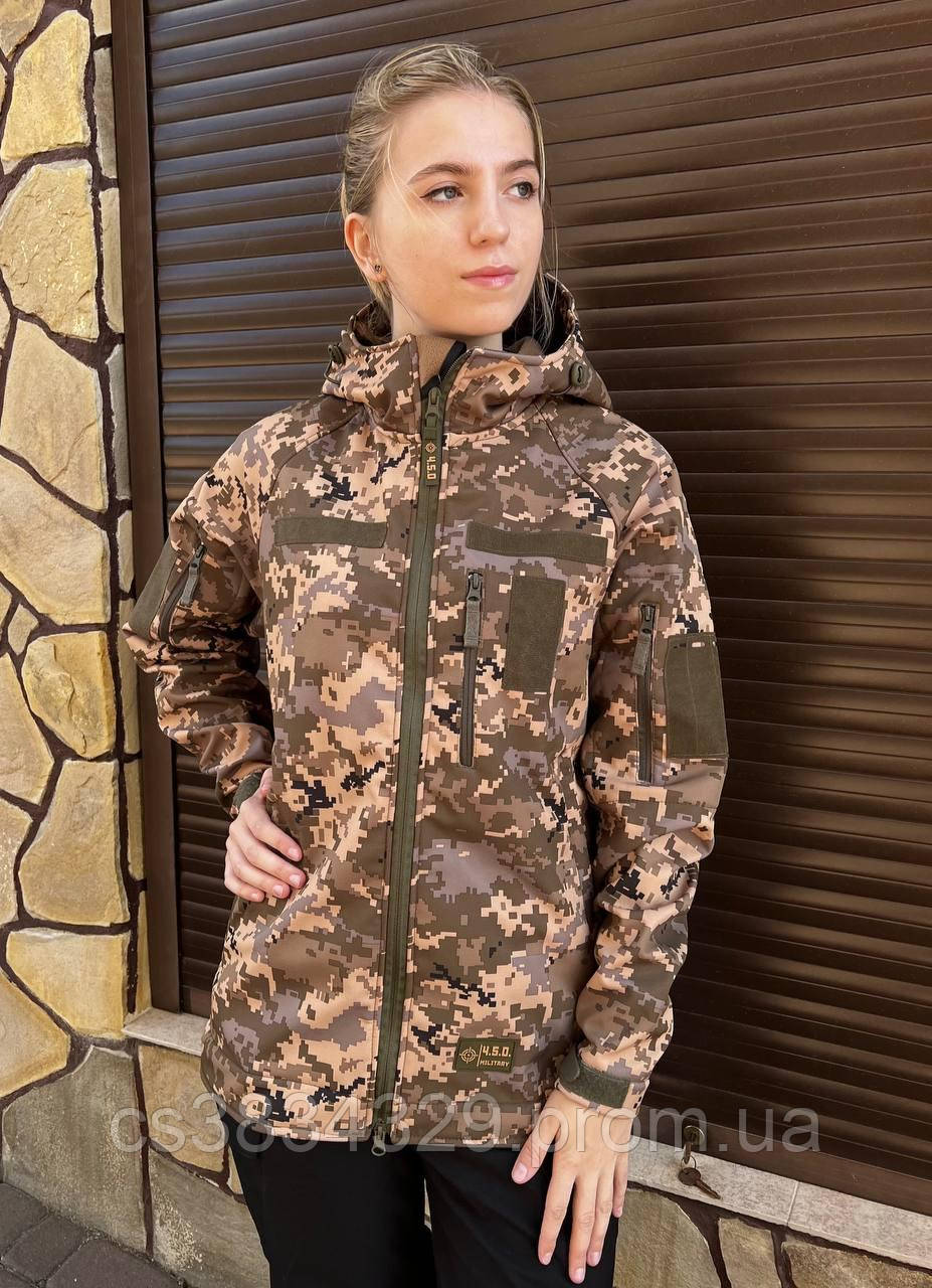 Жіноча тактична куртка з липучками піксель весна\осінь
