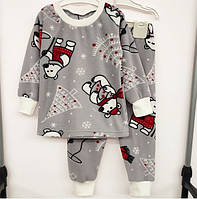 Детская флисовая пижама для мальчика 110-116см Мишка. Теплая пижама на мальчика
