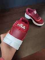 Fila Disruptor Бордові кросівки жіночі, фото 5