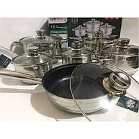 Набор кухонной посуды из нержавеющей стали на 12 предметов Rainberg RB-601 Лучшая цена