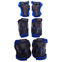 Защита для роликов (наколенники налокотники перчатки) HYPRO SK-6967, Черно-синий M (8-12 лет)