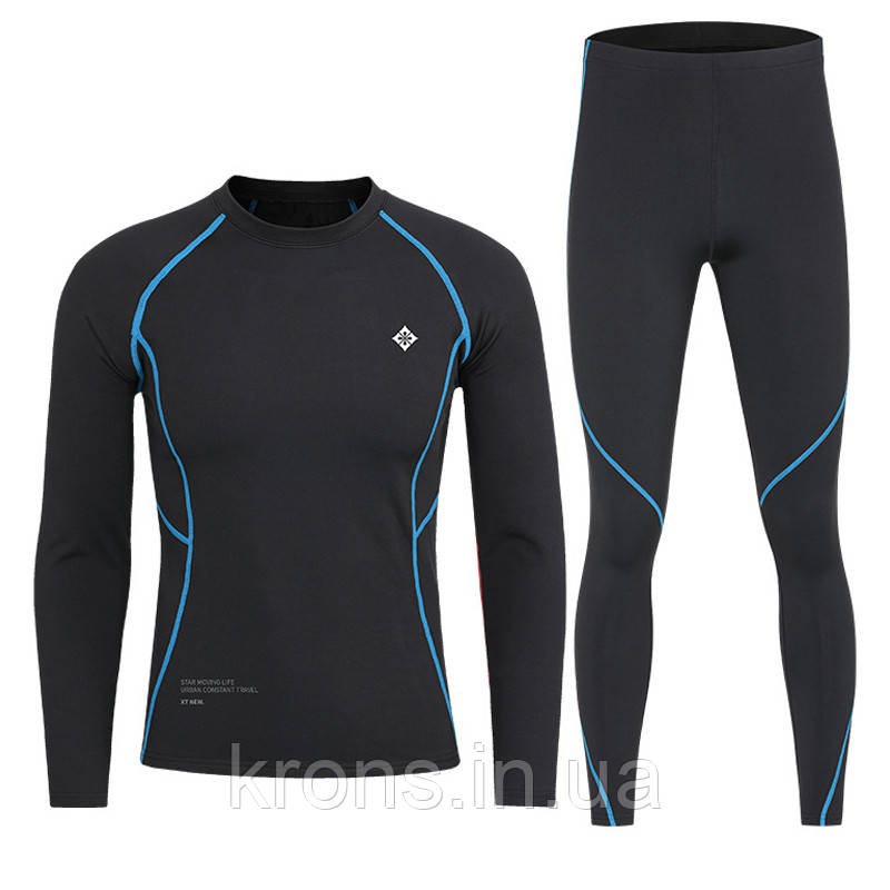 Термобілизна чоловіча XINTOWN NYXT16XJCT Black-Blue XL холодостійка повітропроникна на флісі з рукавами
