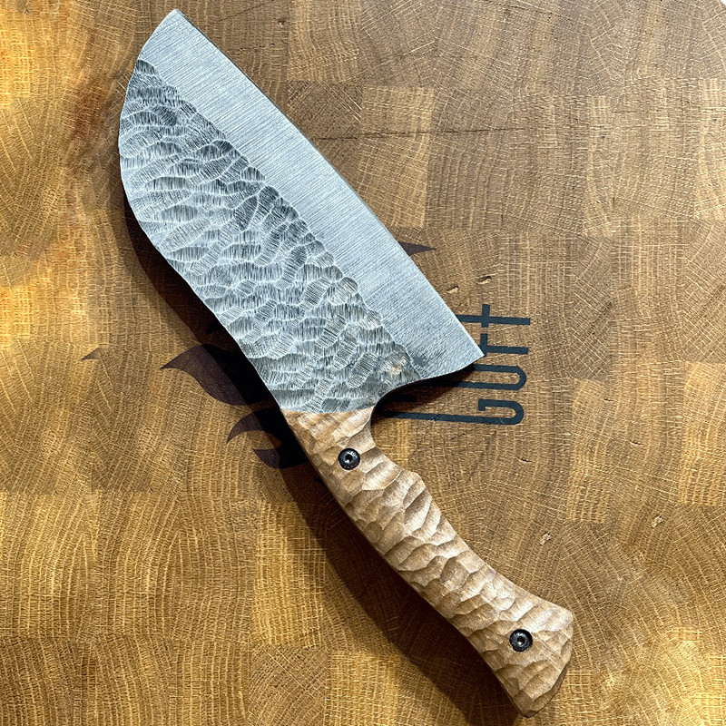 Ніж для м'яса з ручкою бітний камінь ручної роботи з кованої сталі 65Г, фото 1