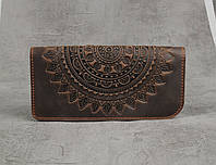 Шкіряний гаманець ручної роботи якісний клатч для грошей жіночий