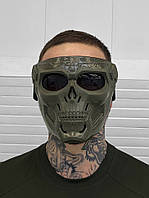 Тактическая пластмасовая маска череп защитная на все лицо Маска тактическая в виде черепа олива