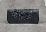 Шкіряний жіночий гаманець ручної роботи якісний довгий клатч для грошей, фото 2