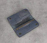 Шкіряний жіночий гаманець ручної роботи якісний довгий клатч для грошей, фото 4