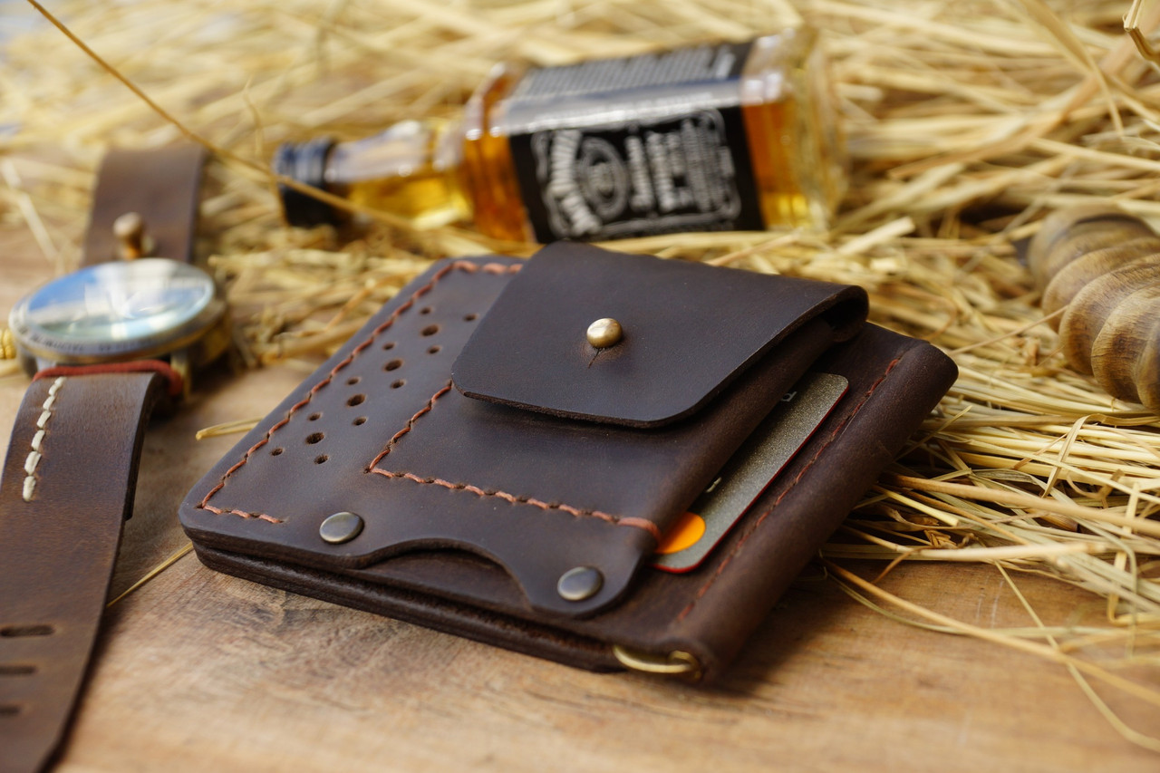 Чоловічий затискач для грошей TEXAS коричневий з монетницею гаманець, фото 1