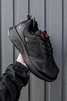 Кроссовки зимние мужские Adidas черные термо адидас низкие повседневные красное лого