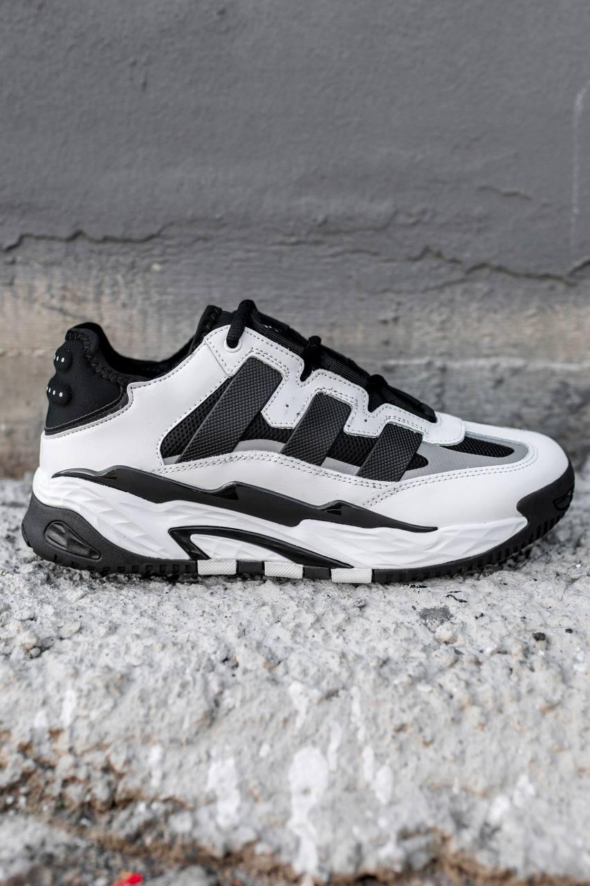 Кросівки чоловічі Adidas Niteball White Black чорно-білі демісезонні шкіряні стильні адідас найтбол