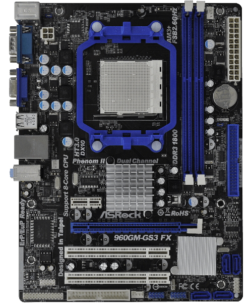 Материнская Плата AM3+ ASRock 960GM-GS3 FX AMD 760 GM 2*DDR3 MATX.