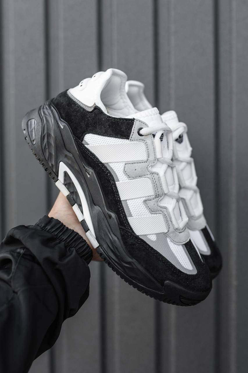 Кросівки чоловічі Adidas Niteball White Black чорно-білі демісезонні шкіра стильні адідас найтбол