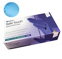 Рукавички Medicom SafeTouch Advanced Slim Blue без пудри 100 шт., L (сині), 3.5 грам