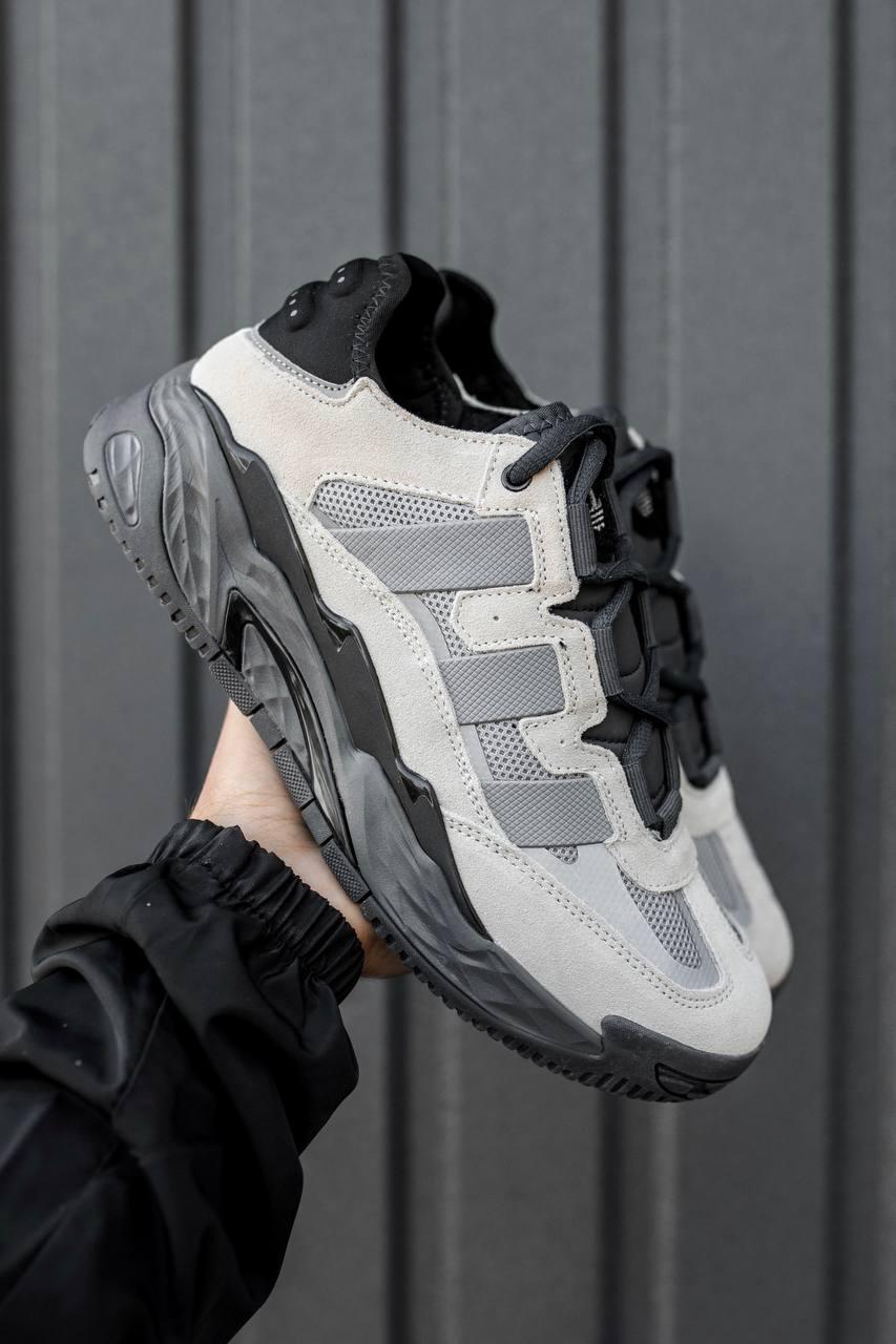 Кросівки чоловічі Adidas Niteball Grey Black сірий демісезонні шкіра стильні адидас найтбол