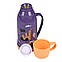 Термос для напоїв Daydays дитячий з ручкою та чашкою, 1 л, фіолетовий з помаранчевим, фото 2