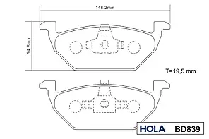 Колодки гальмівні передні 4 шт. BD839 FDB1094 HOLA, фото 2