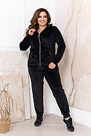 Спортивный женский костюм большого размера So StyleM велюровый Черный 52/54