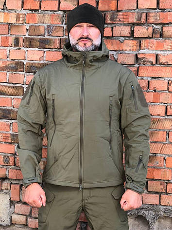 Куртка чоловіча демісезонна вітро-вологозахисна Soft Shell ESDY олива, фото 2