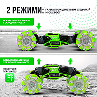 Машинка перевертиш на радіокеруванні Skid Ding Машинка від руху руки управління жестами і пультом Зелений, фото 3