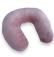 Плюшева підголовник-подушка "Підкова" пудровий колір для косметологічної кушетки та масажного столу