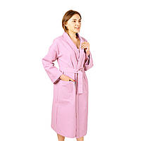 Вафельний халат Luxyart Кімоно розмір (46-48) М 100% бавовна Рожевий (LS-859)