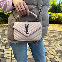 Модная топовая сумочка для девушки, мини клатч сумочка пудровая YSL