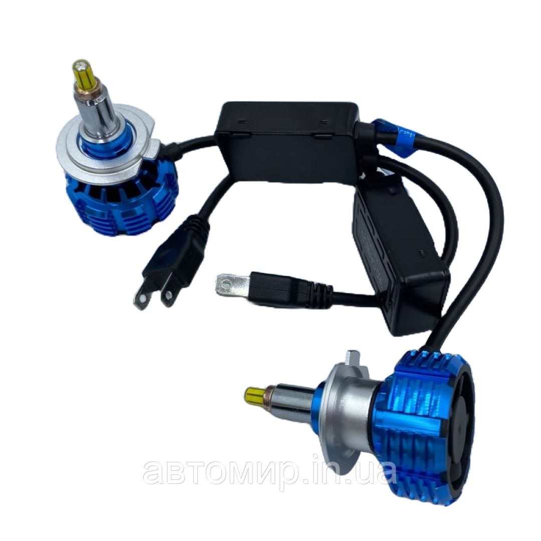Комплект LED ламп HeadLight 360 LED H7 (P14,5s) 12V 50W 6000K світіння на 360 градусів з активним охолодженням