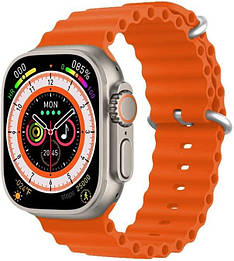 Cмарт-годинник Smart Watch GS8 Plus Ultra silver orange band 49mm українське меню Smart Watch 8 ultra Смарт