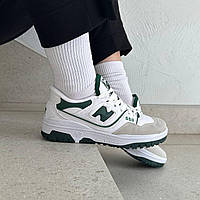 Жіночі білі кросівки NB 550 зі вставками зеленого кольору 38 р (24,5 см)