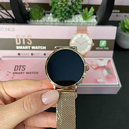 Смарт-годинник DTS, smart watch, жіночий фітнес-годинник, Bluetooth, виклик, IP67, для Android, iOS, gold metal aiw46