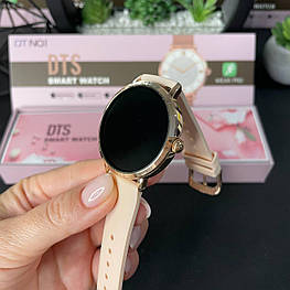 Смарт-годинник DTS, smart watch, жіночий фітнес-годинник, Bluetooth, виклик, IP67, для Android, iOS, gold силікон aiw49